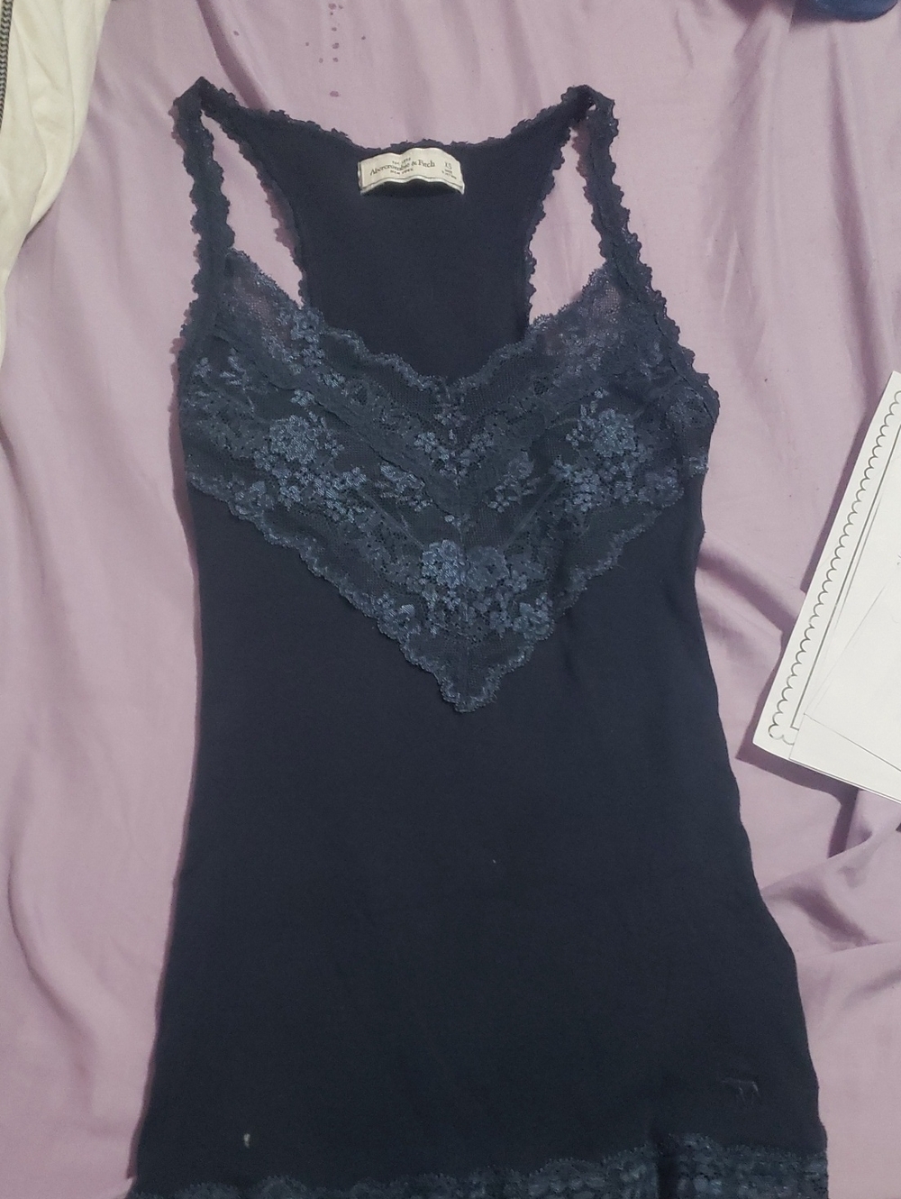 Abercrombie & Fitch Navy Lace V-Neck Camisole